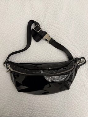 Zara Black Patent Waist Bag